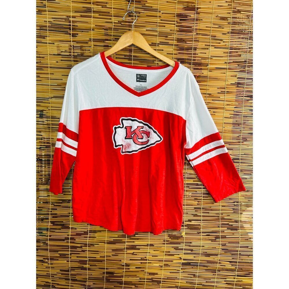 Kansas City Chiefs Pro Line 2XL 3/4 sleeve NFL Football V Neck Shirt